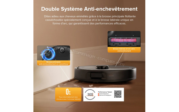 ROBOROCK QV 35S Noir - Double syst&egrave;me anti-enchev&ecirc;trement