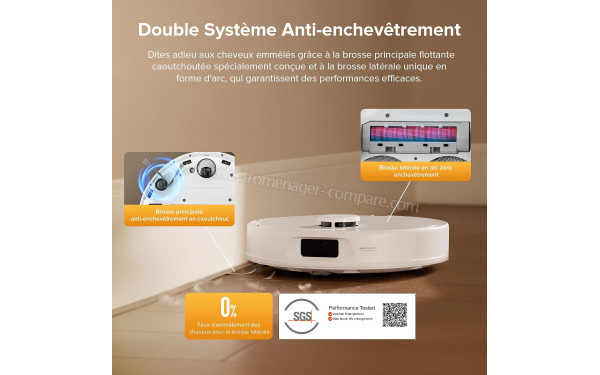 ROBOROCK QV 35S Set Blanc - Double syst&egrave;me anti-enchev&ecirc;trement