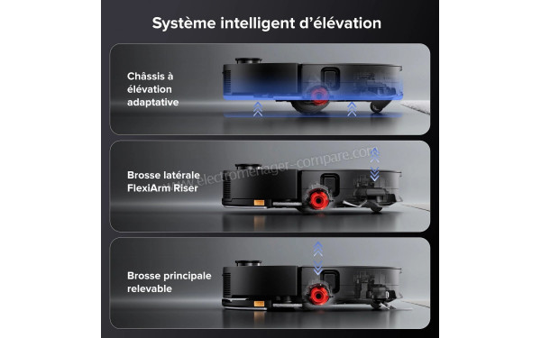 ROBOROCK Saros 10 R&D system Black - Auto-&eacute;l&eacute;vation (cr&eacute;dit : Boulanger)