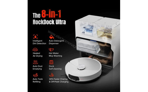 ROBOROCK S8 MaxV Ultra Blanc - RockDock Ultra 8-en-1