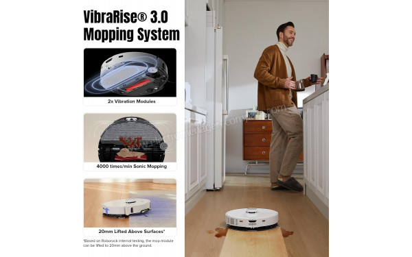 ROBOROCK S8 MaxV Ultra Blanc - Syst&egrave;me VibraRise