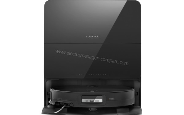 ROBOROCK Saros 10 Noir - Vue de face sur la base de chargement