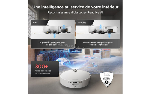 ROBOROCK Saros 20 Flow Complete Blanc - Reconnaissance d'obstacles Reactive AI