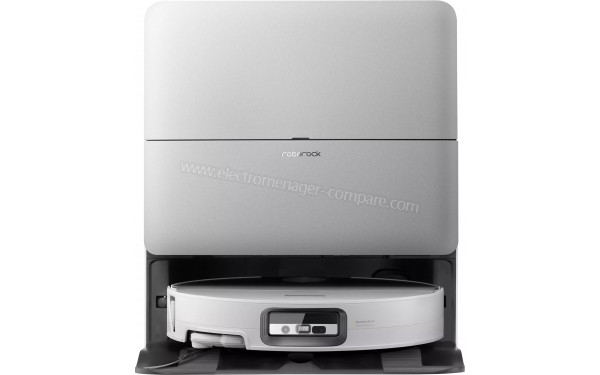 ROBOROCK Saros 20 Sonic Complete Blanc - Vue de face sur la station de chargement