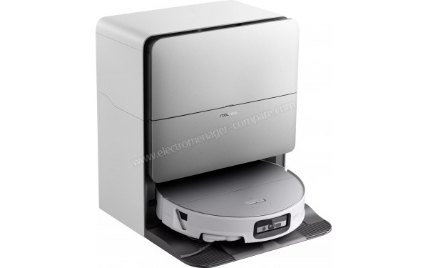 ROBOROCK Saros 20 Sonic Complete Blanc - Vue de 3/4 gauche sur la station de chargement