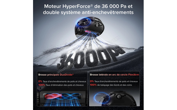 ROBOROCK Saros 20 Sonic Noir - Moteur HyperForce et double syst&egrave;me anti-enchev&ecirc;trements