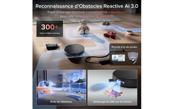 ROBOROCK Saros 20 Sonic Noir - Reconnaissance d'obstacles Reactive AI 3.0