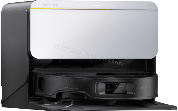 ROBOROCK Saros Z70 R&D Argent - Vue de 3/4 gauche sur la station de chargement