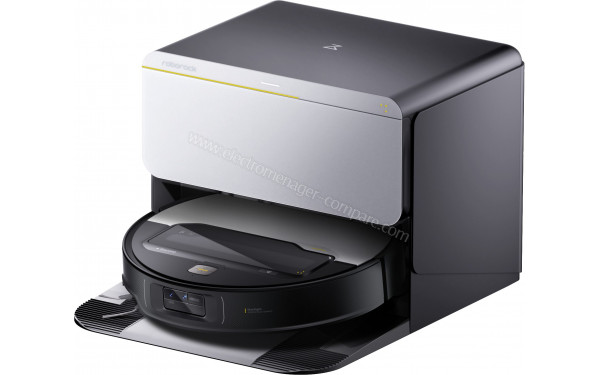 ROBOROCK Saros Z70 R&D Argent - Vue de 3/4 droite sur la station de chargement