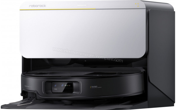 ROBOROCK Saros Z70 R&D Argent - Vue de 3/4 droite sur la station de chargement