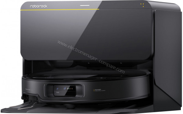 ROBOROCK Saros Z70 R&D Noir - Vue de 3/4 droite sur la station de chargement