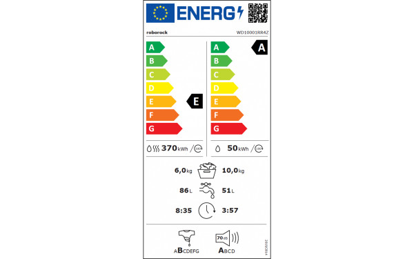 ROBOROCK Zeo One Blanc - &Eacute;tiquette &eacute;nergie v2
