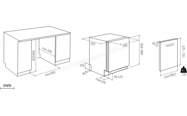 ROSIERES RDIQ 4S622PS-47E - Dimensions
