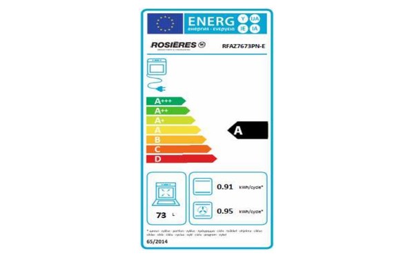 ROSIERES RFAZ7673PN-E WIFI - &Eacute;tiquette &eacute;nergie