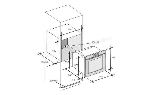 ROSIERES RFS 5500 PNX - Sch&eacute;ma d'encastrement (cr&eacute;dit : Boulanger)