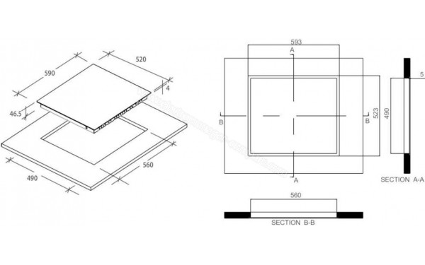 ROSIERES RH64DBCP/2 - Dimensions