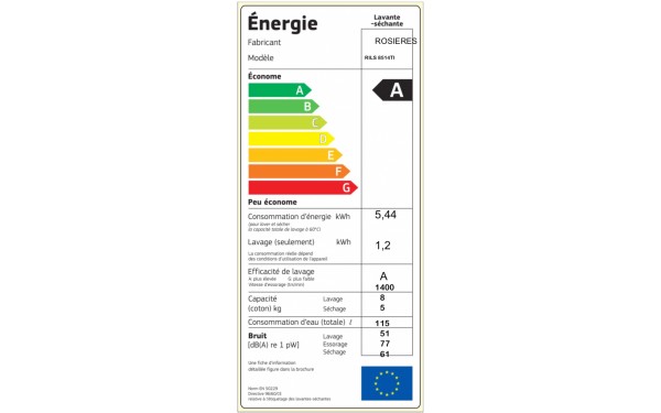ROSIERES RILS8514TI - &Eacute;tiquette &eacute;nergie