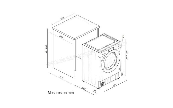 ROSIERES RILS9514TI - Sch&eacute;ma d'encastrement (cr&eacute;dit : Boulanger)