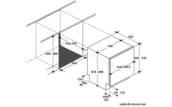 ROSIERES RLF3DC613D-47 - Vue du schema encastrement (cr&eacute;dit : Darty)