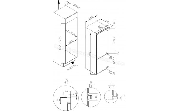 ROSIERES RMS518EWF - Dimensions