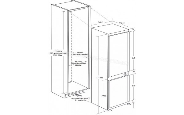ROSIERES RNBQT3518E - Dimensions