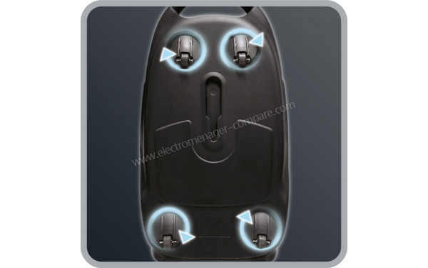 ROWENTA RO6373EA - Vue des roulettes multidirectionnelles