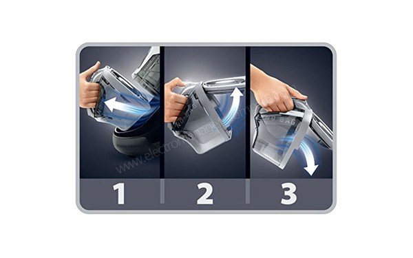 ROWENTA RO8324.EA - Vidage du bac en 3 &eacute;tapes