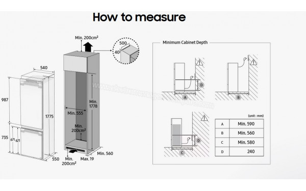 SAMSUNG BRB26602EWW - Dimensions