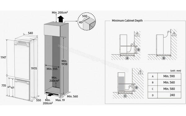 SAMSUNG BRB26605DWW - Dimensions