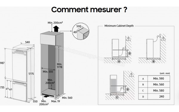 SAMSUNG BRB26612EWW - Dimensions