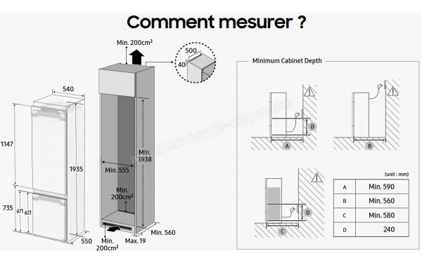 SAMSUNG BRB30600EWW - Dimensions