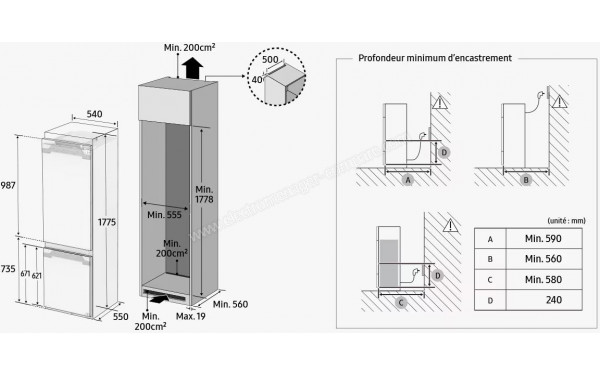 SAMSUNG BRB70F26BDS0 - Dimensions