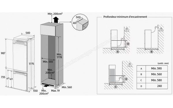 SAMSUNG BRB70F26DES0 - Dimensions