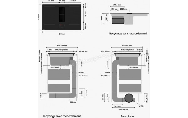SAMSUNG CC90H84PADUR - Dimensions