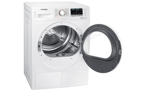 SAMSUNG DV70M5020KW/EG - Vue 3/4 gauche avec hublot ouvert