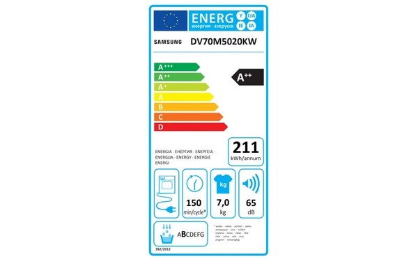 SAMSUNG DV70M5020KW/EG - &Eacute;tiquette &eacute;nergie