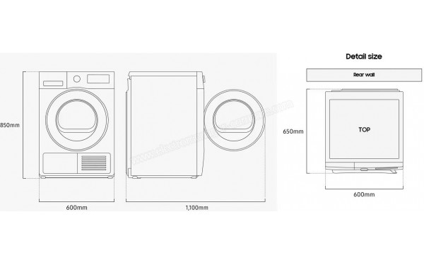 SAMSUNG DV80CGC2B0TE - Dimensions