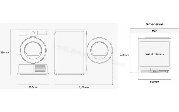 SAMSUNG DV80DG52B0AH - Dimensions