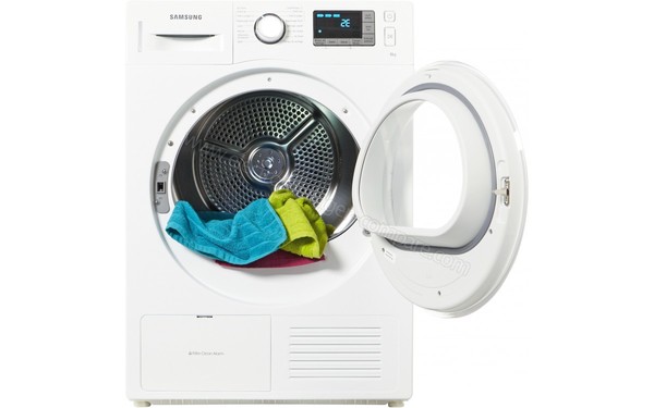 SAMSUNG DV80F5E5HGW - Vue de face hublot ouvert (cr&eacute;dit : Boulanger)