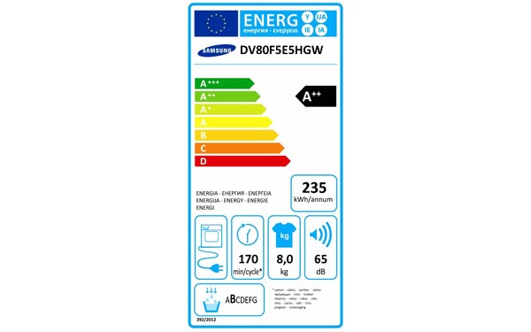 SAMSUNG DV80F5E5HGW - &Eacute;tiquette &eacute;nergie