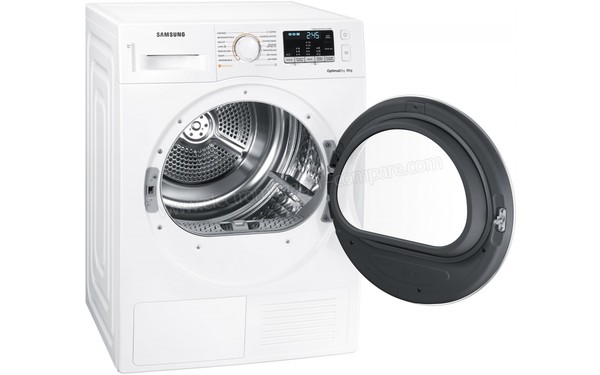 SAMSUNG DV80M50101W - Vue 3/4 gauche hublot ouvert