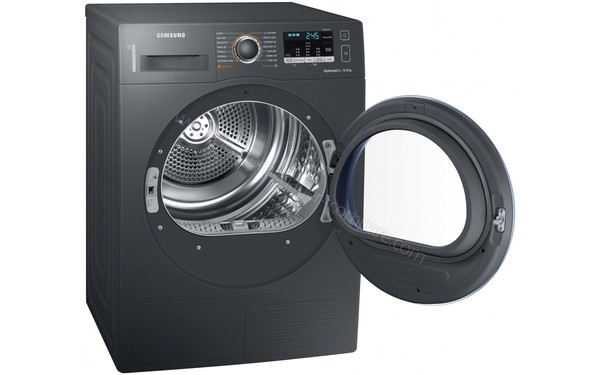 SAMSUNG DV80M50103X - Vue 3/4 gauche hublot ouvert