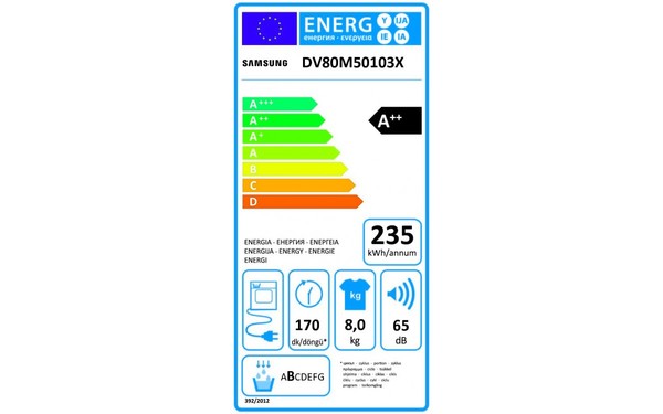 SAMSUNG DV80M50103X - &Eacute;tiquette &eacute;nergie