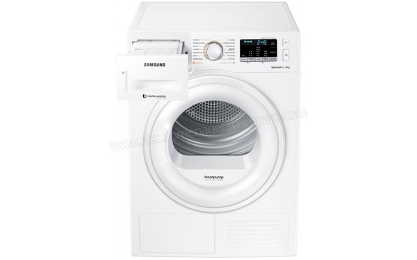 SAMSUNG DV80M52101W - Vue de face avec bac &agrave; produits (cr&eacute;dit : Darty)