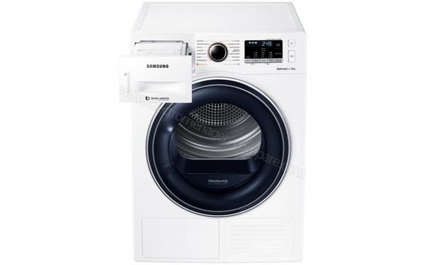 SAMSUNG DV80M52103W - Vue de face avec bac de condensation (cr&eacute;dit : Boulanger)