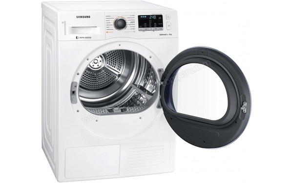 SAMSUNG DV80M52103W - Vue 3/4 gauche hublot ouvert (cr&eacute;dit : Boulanger)