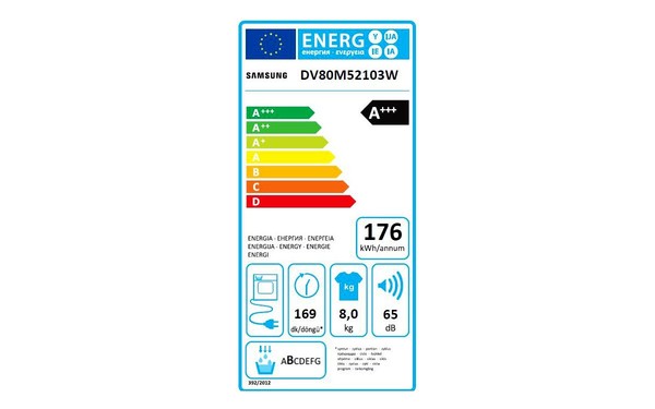 SAMSUNG DV80M52103W - &Eacute;tiquette &eacute;nergie
