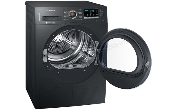 SAMSUNG DV80M52103X - Vue 3/4 gauche hublot ouvert