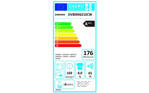 SAMSUNG DV80M6210CW - &Eacute;tiquette &eacute;nergie