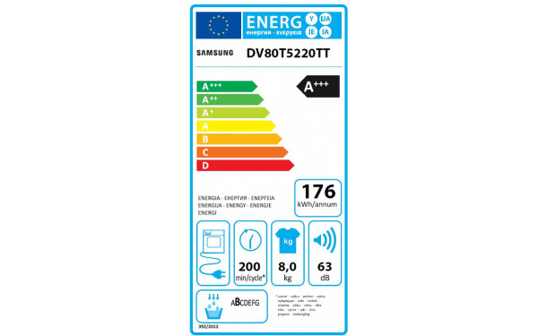 SAMSUNG DV80T5220TT - &Eacute;tiquette &eacute;nergie